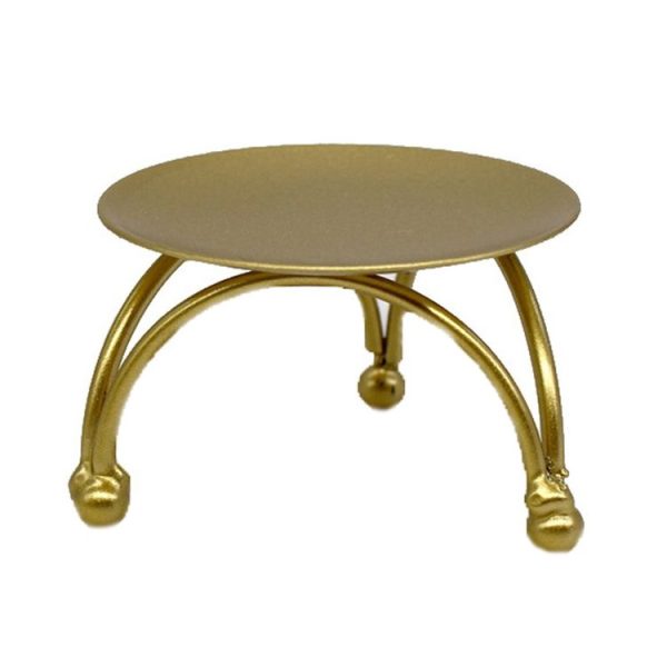 Geometric Three-Dimensional Round Wrought Iron Candle Holder Desktop Ornaments, Color: Gold