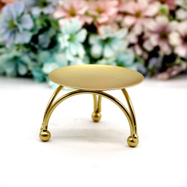 Geometric Three-Dimensional Round Wrought Iron Candle Holder Desktop Ornaments, Color: Gold - Image 2