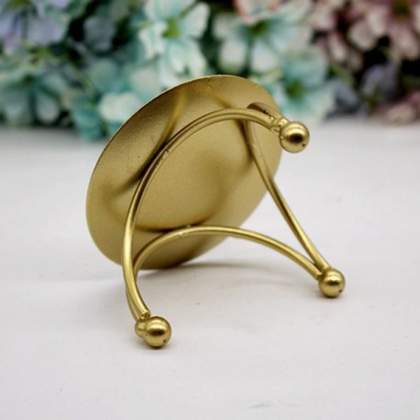 Geometric Three-Dimensional Round Wrought Iron Candle Holder Desktop Ornaments, Color: Gold - Image 3