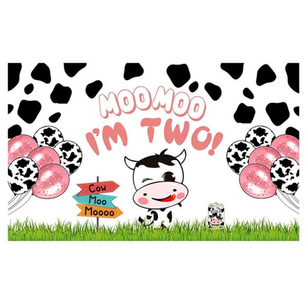 180x110cm Cartoon Cow Theme Birthday Party Decoration Background Cloth Photography Banner (2023SRB132)
