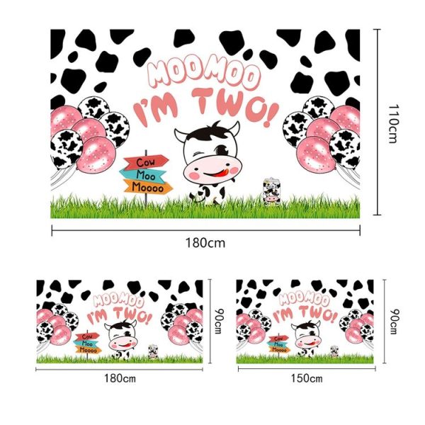 180x110cm Cartoon Cow Theme Birthday Party Decoration Background Cloth Photography Banner (2023SRB132) - Image 2