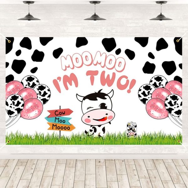 180x110cm Cartoon Cow Theme Birthday Party Decoration Background Cloth Photography Banner (2023SRB132) - Image 3