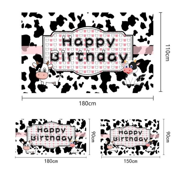 180x110cm Cartoon Cow Theme Birthday Party Decoration Background Cloth Photography Banner (2023SRB134) - Image 2