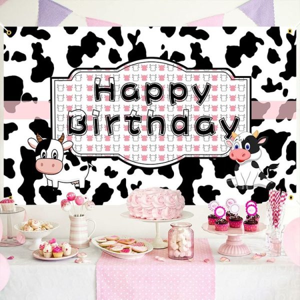 180x110cm Cartoon Cow Theme Birthday Party Decoration Background Cloth Photography Banner (2023SRB134) - Image 4