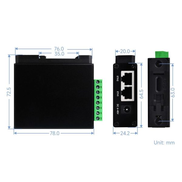 Waveshare RS232 RS485 To RJ45 Ethernet Serial Server, Spec: RS232 RS485 TO POE ETH (B) - Image 4