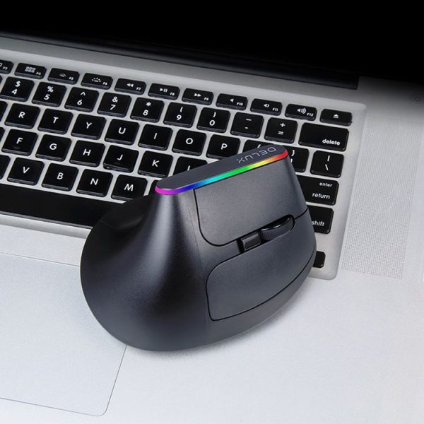 DELUX M618DB 6-Keys 1600 DPI RGB Vertical Wireless Bluetooth Dual-Mode Mouse (Lithium Bluetooth Version) - Image 10
