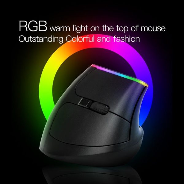 DELUX M618DB 6-Keys 1600 DPI RGB Vertical Wireless Bluetooth Dual-Mode Mouse (Lithium Bluetooth Version) - Image 4