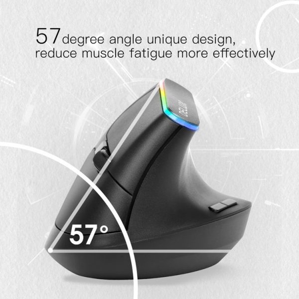 DELUX M618DB 6-Keys 1600 DPI RGB Vertical Wireless Bluetooth Dual-Mode Mouse (Lithium Bluetooth Version) - Image 5
