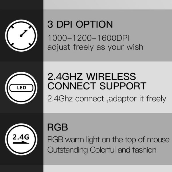 DELUX M618DB 6-Keys 1600 DPI RGB Vertical Wireless Bluetooth Dual-Mode Mouse (Lithium Bluetooth Version) - Image 7
