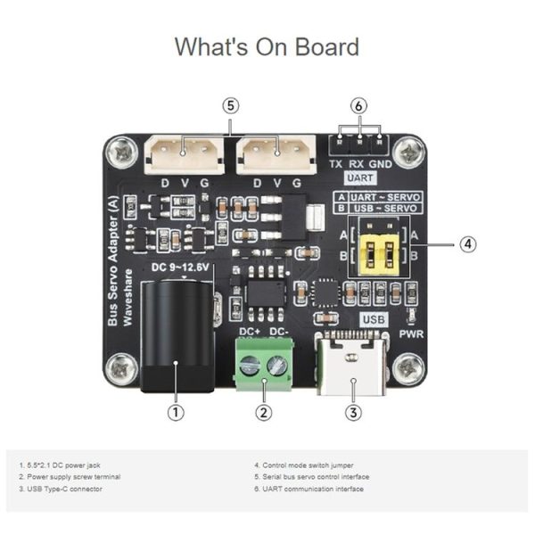 Waveshare 25514 Serial Bus Servo Driver Board, for ST / SC Series Serial Bus Servos - Image 12