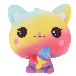 3 PCS Ice Cream Cat Cute Soft Squeeze Scented Toy Gift for Kid Size: 11*7*8cm (Orange starry sky)