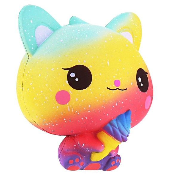 3 PCS Ice Cream Cat Cute Soft Squeeze Scented Toy Gift for Kid Size: 11*7*8cm (Orange starry sky) - Image 3