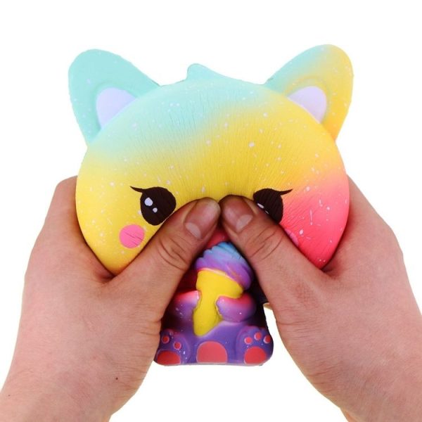 3 PCS Ice Cream Cat Cute Soft Squeeze Scented Toy Gift for Kid Size: 11*7*8cm (Orange starry sky) - Image 4