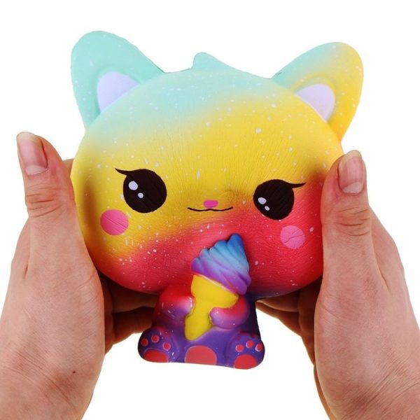 3 PCS Ice Cream Cat Cute Soft Squeeze Scented Toy Gift for Kid Size: 11*7*8cm (Orange starry sky) - Image 5