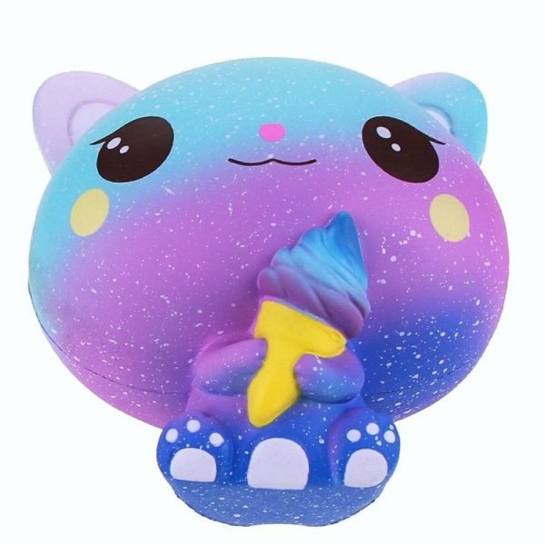 3 PCS Ice Cream Cat Cute Soft Squeeze Scented Toy Gift for Kid Size: 11*7*8cm (Orange starry sky) - Image 7