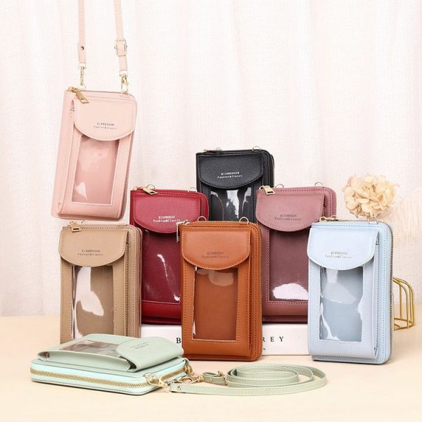 JLF012 Touch Screen Mobile Phone Bag Women Messenger Shoulder Bag (Brown) - Image 2