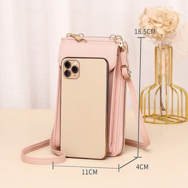 JLF012 Touch Screen Mobile Phone Bag Women Messenger Shoulder Bag (Brown) - Image 3