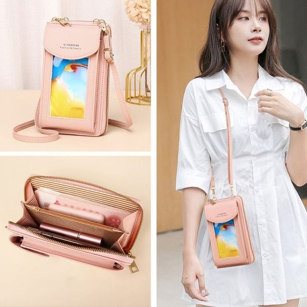 JLF012 Touch Screen Mobile Phone Bag Women Messenger Shoulder Bag (Brown) - Image 7
