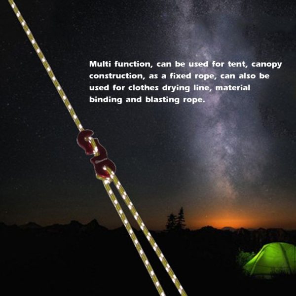 4m x 6 Rolls Outdoor Camping Tent Canopy Wind Rope Luminous Multi-Function Wind Rope Buckle Tent Fixed Rope (S Buckle-Yellow) - Image 3