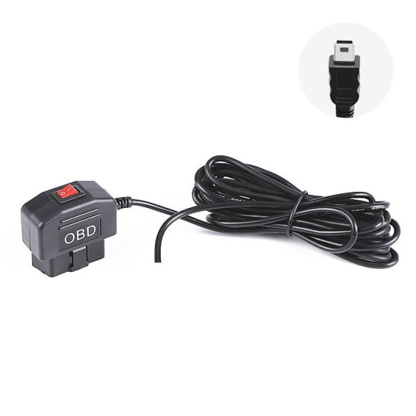 H508 OBD Car Charger Driving Recorder Power Cord 12 / 24V To 5V With Switch Low Pressure Protection Line, Specification: Mini Straight