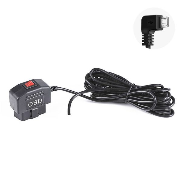 H508 OBD Car Charger Driving Recorder Power Cord 12 / 24V To 5V With Switch Low Pressure Protection Line, Specification: Micro Right Elbow