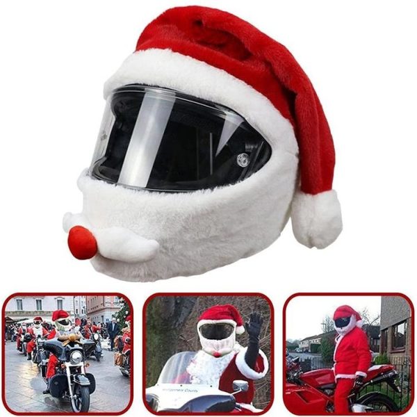 Motorcycle Helmet Christmas Hat Outdoor Crazy Funny Santa Helmet Cover - Image 4