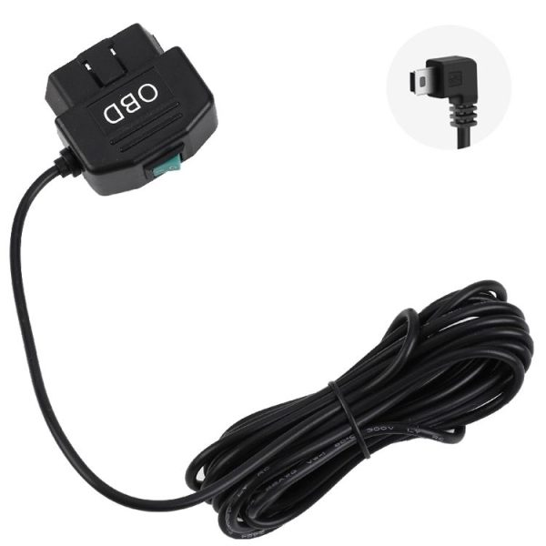 H507 Driving Recorder OBD Step-down Line Car ACC Three-Core Power Cord 12 / 24V To 5V 3A Low Pressure Protection Line, Specification: Mini Left Elbow