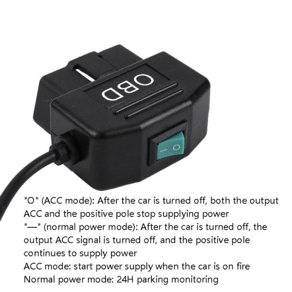 H507 Driving Recorder OBD Step-down Line Car ACC Three-Core Power Cord 12 / 24V To 5V 3A Low Pressure Protection Line, Specification: Micro Left Elbow - Image 3