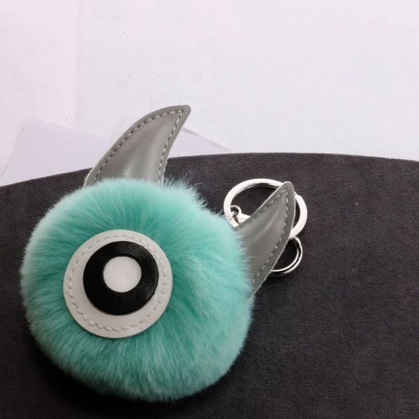 3 PCS Cartoon Croissant Hair Ball Keychain Pendant Bag Car Pendant (White) - Image 3