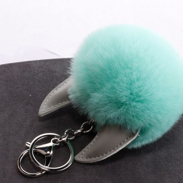3 PCS Cartoon Croissant Hair Ball Keychain Pendant Bag Car Pendant (White) - Image 5