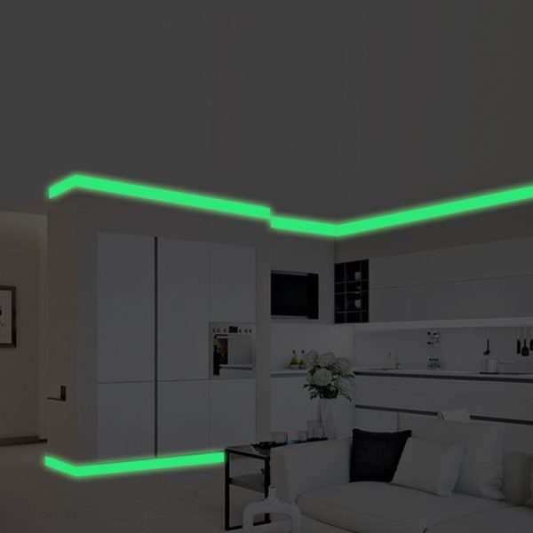5 Rolls Home Decoration Baseboard Luminous Strip Safe Passage Warning Fluorescent Sticker, Specification: 2cmx100cm (Light Green) - Image 5