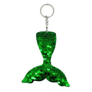 10 PCS Reflective Mermaid Keychain Sequins Mermaid Tail Accessories Car Luggage Pendant (Green 46)