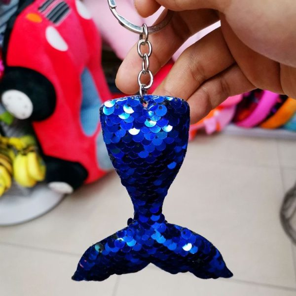 10 PCS Reflective Mermaid Keychain Sequins Mermaid Tail Accessories Car Luggage Pendant (Green 46) - Image 4