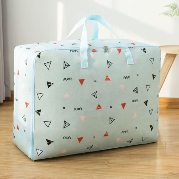 Oxford Cloth Quilt Moisture-Proof & Waterproof Storage Bag Zipper Portable Moving Luggage Bag, Specification: 55x33x20cm (Blue Triangle)