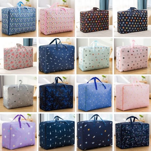 Oxford Cloth Quilt Moisture-Proof & Waterproof Storage Bag Zipper Portable Moving Luggage Bag, Specification: 55x33x20cm (Blue Triangle) - Image 2