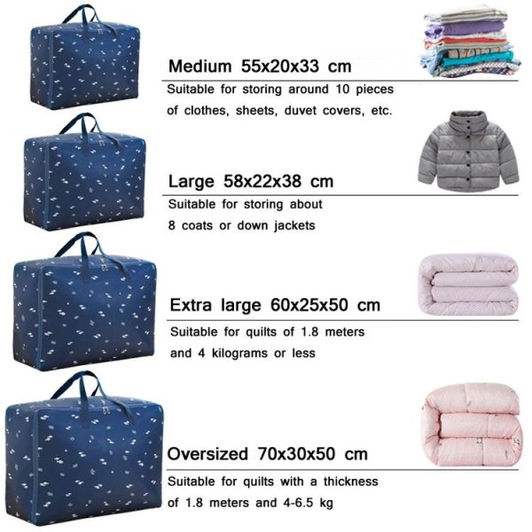 Oxford Cloth Quilt Moisture-Proof & Waterproof Storage Bag Zipper Portable Moving Luggage Bag, Specification: 55x33x20cm (Blue Triangle) - Image 3