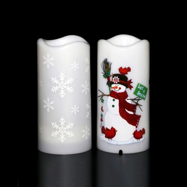 LED Candle Projection Lamp Christmas LED Decoration Night Light (Snowflake) - Image 2