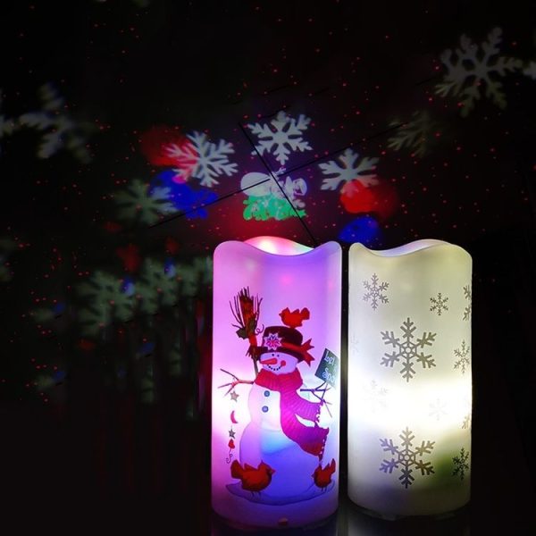 LED Candle Projection Lamp Christmas LED Decoration Night Light (Snowflake) - Image 6