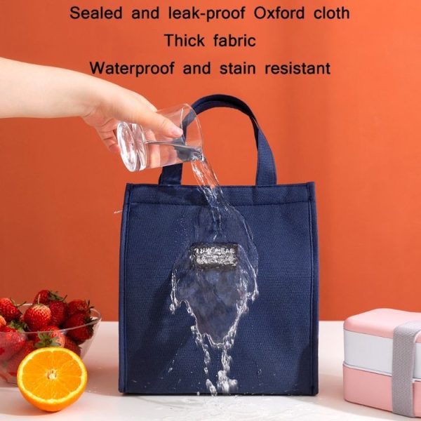 Thickened Aluminum Foil Insulation Lunch Box Bag Waterproof Portable Meal Bag, Specification: 20x23x13cm (Navy) - Image 4