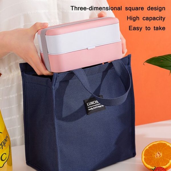 Thickened Aluminum Foil Insulation Lunch Box Bag Waterproof Portable Meal Bag, Specification: 26x34x16cm (Pink) - Image 6