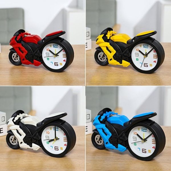Motorcycle Alarm Clock Ornaments Creative Child Gift Clock (White Motorcycle Racing) - Image 2