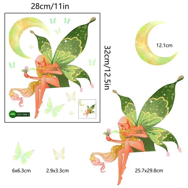 ZSZ1198B Night Light Moon Butterfly Wall Stickers Children Room Bedroom Simple Decorative Wall Stickers, Specification: 28x32cm - Image 2