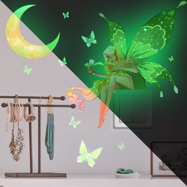 ZSZ1198B Night Light Moon Butterfly Wall Stickers Children Room Bedroom Simple Decorative Wall Stickers, Specification: 28x32cm - Image 3