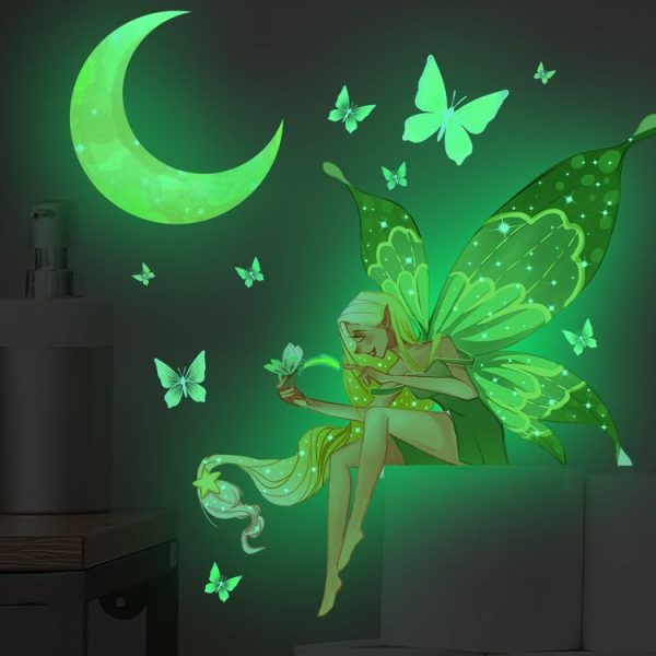 ZSZ1198B Night Light Moon Butterfly Wall Stickers Children Room Bedroom Simple Decorative Wall Stickers, Specification: 28x32cm - Image 4