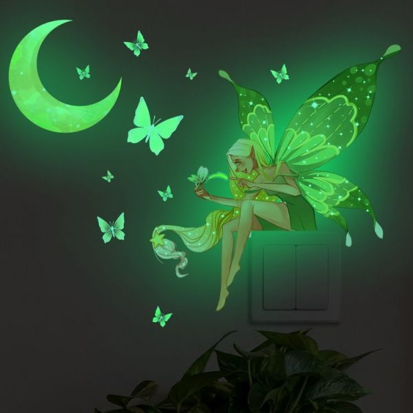 ZSZ1198B Night Light Moon Butterfly Wall Stickers Children Room Bedroom Simple Decorative Wall Stickers, Specification: 28x32cm - Image 5