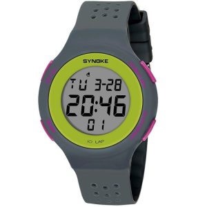 SYNOKE 67866 Swimming Waterproof Porous Breathable Silicone Strap Sports LED Electronic Watch (Gray)