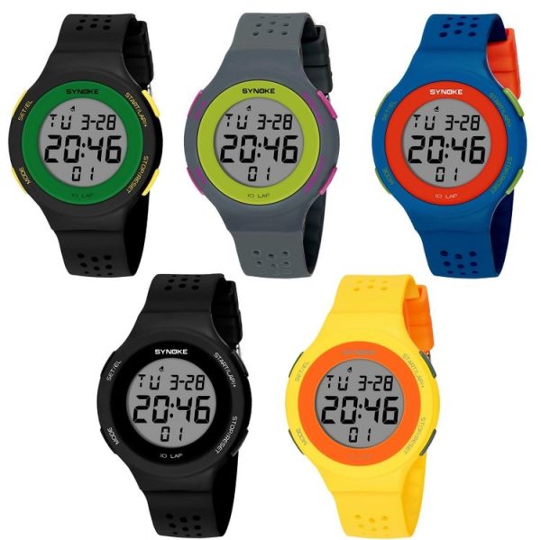 SYNOKE 67866 Swimming Waterproof Porous Breathable Silicone Strap Sports LED Electronic Watch (Gray) - Image 2