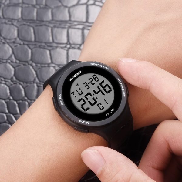 SYNOKE 67866 Swimming Waterproof Porous Breathable Silicone Strap Sports LED Electronic Watch (Gray) - Image 7