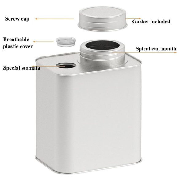 Square Tinplate Metal Sealed Cans Coffee Bean Powder Tin Cans, Specification: With Air Valve - Image 3