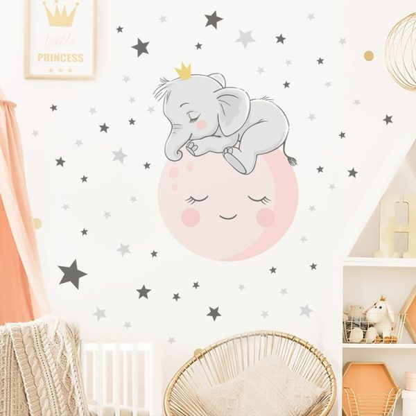 ZSZ1778 Luminous Smiling Baby Elephant Wall Stickers Background Wall Bedroom Stickers, Specification: 28x28cm - Image 2